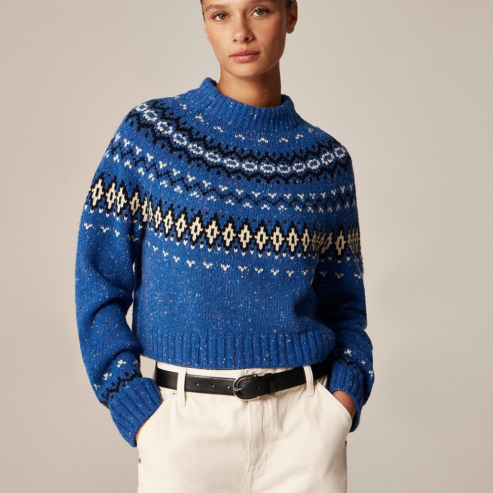 2025 Blue J. Crew Fair Isle Wide-Mockneck Sweater size Medium
